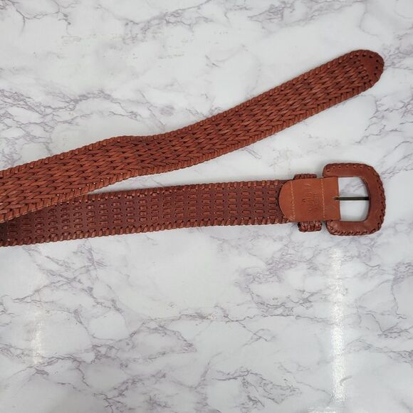 Vintage Woven Brown Leather Belt Women's Medium - Picture 8 of 12